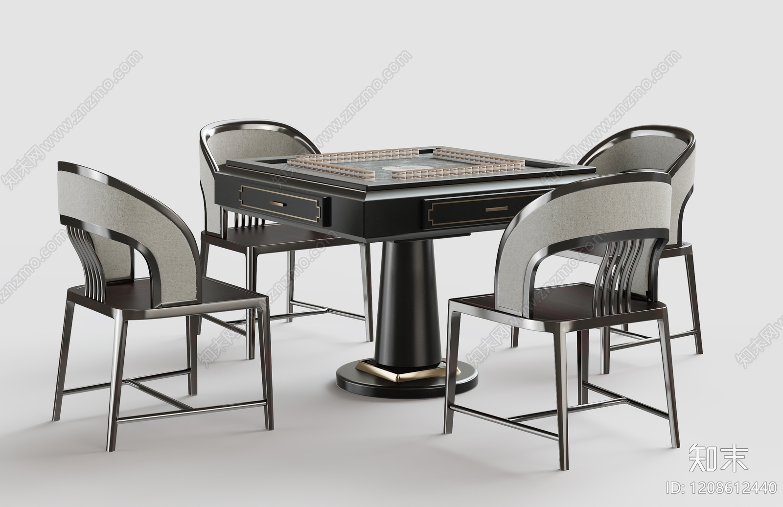 新中式麻将桌3D模型下载【ID:1208612440】