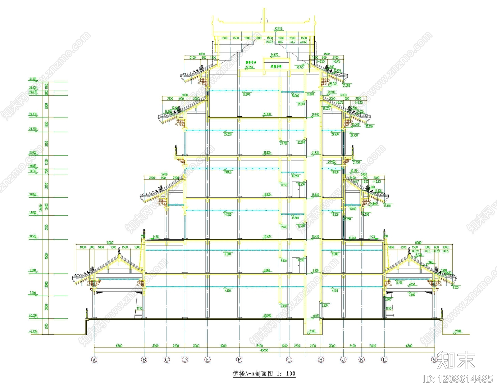 仿古建筑cad施工图下载【ID:1208614485】