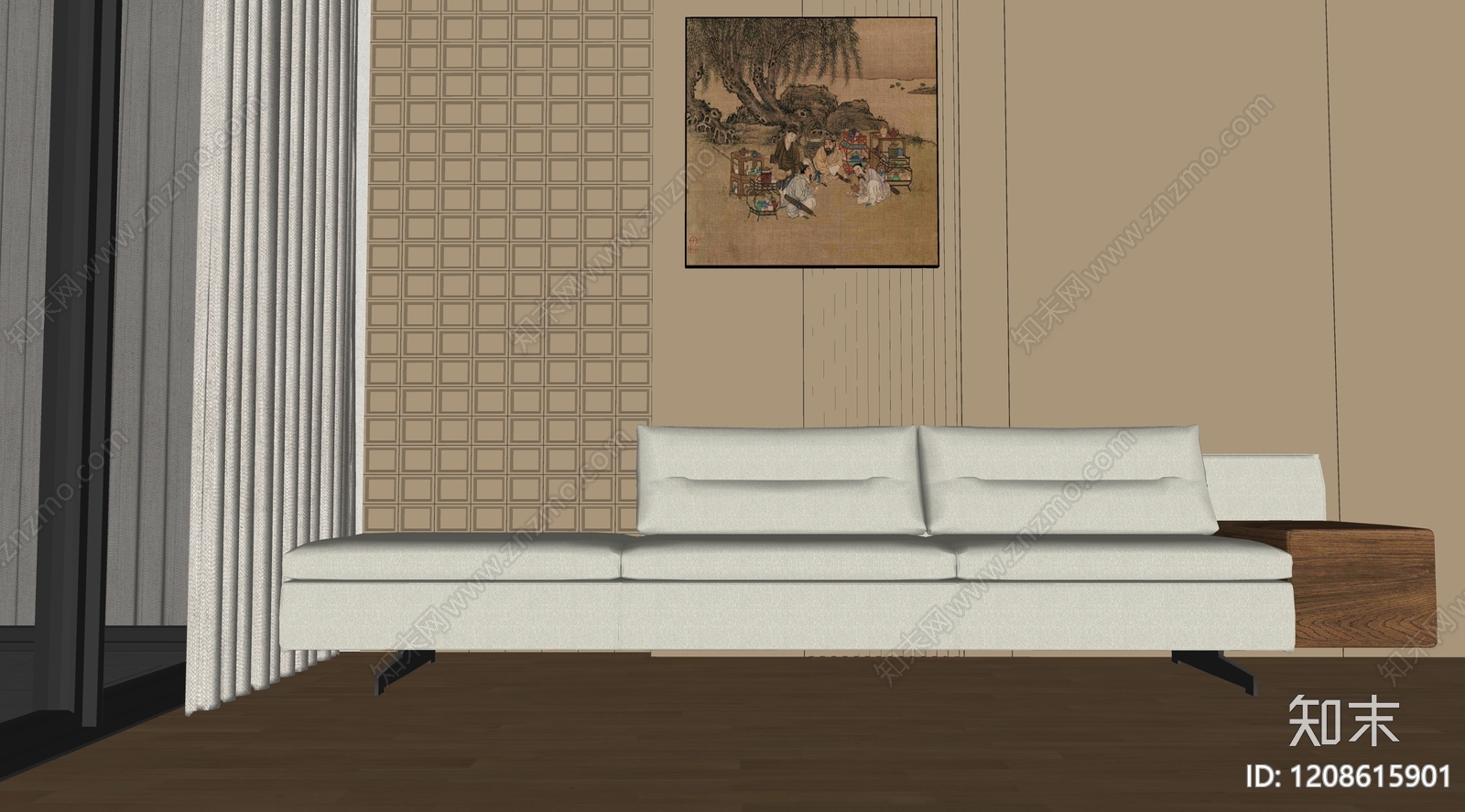 极简简约多人沙发SU模型下载【ID:1208615901】