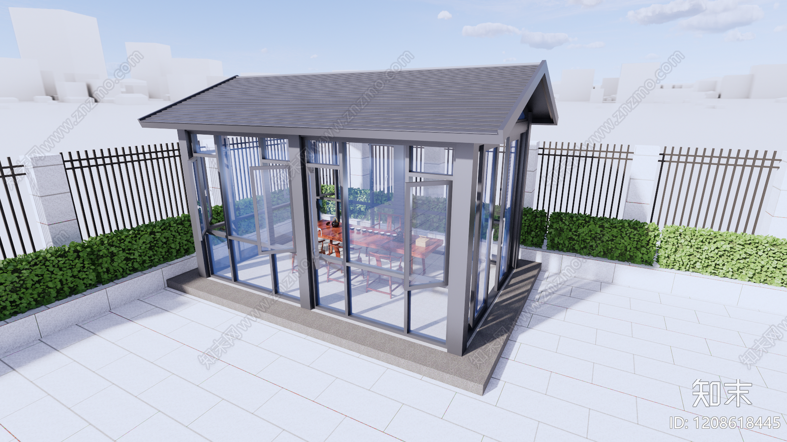 现代新中式亭子SU模型下载【ID:1208618445】