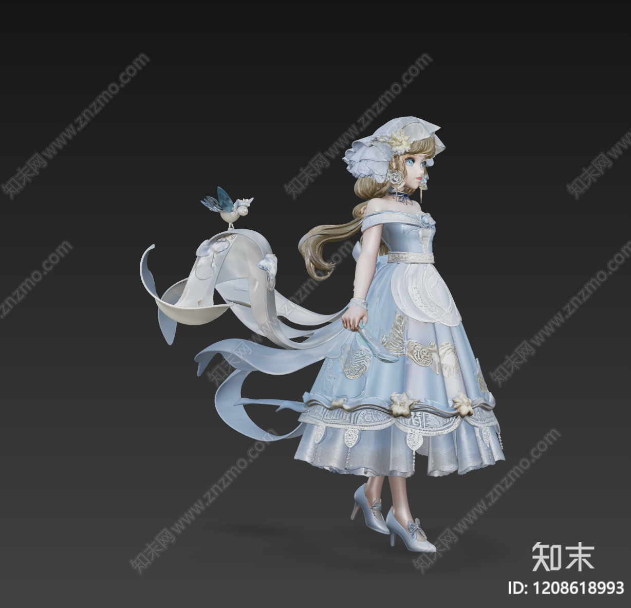 法式洛丽塔虚拟人物3D模型下载【ID:1208618993】