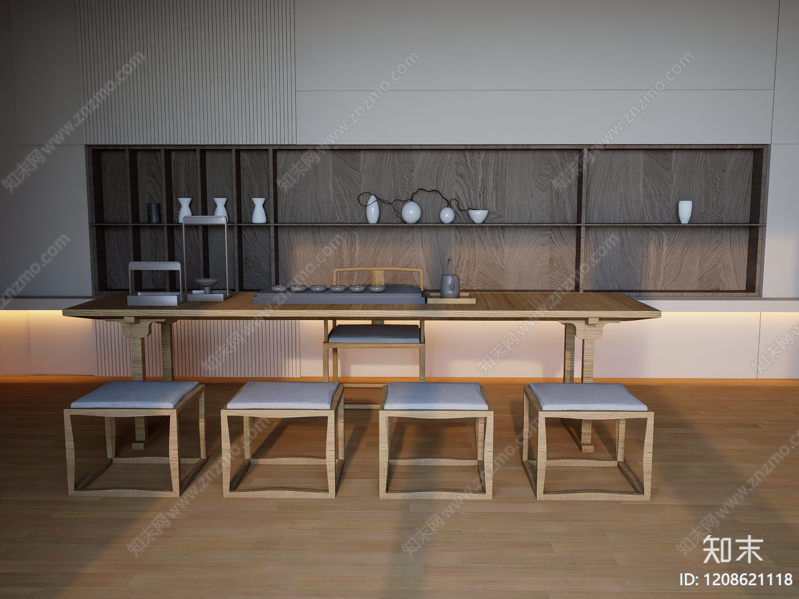 日式简约茶室SU模型下载【ID:1208621118】