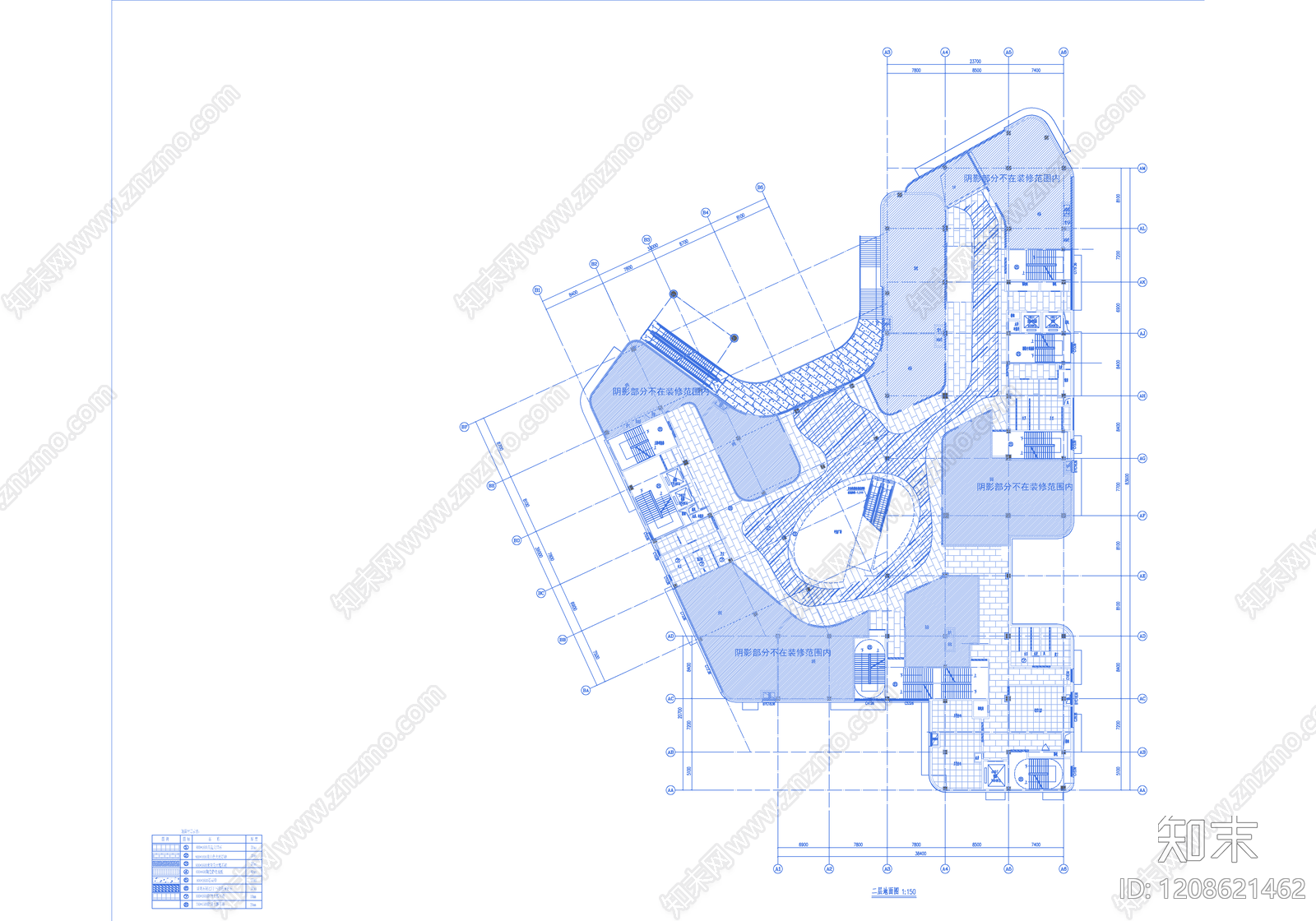 现代整体办公空间cad施工图下载【ID:1208621462】