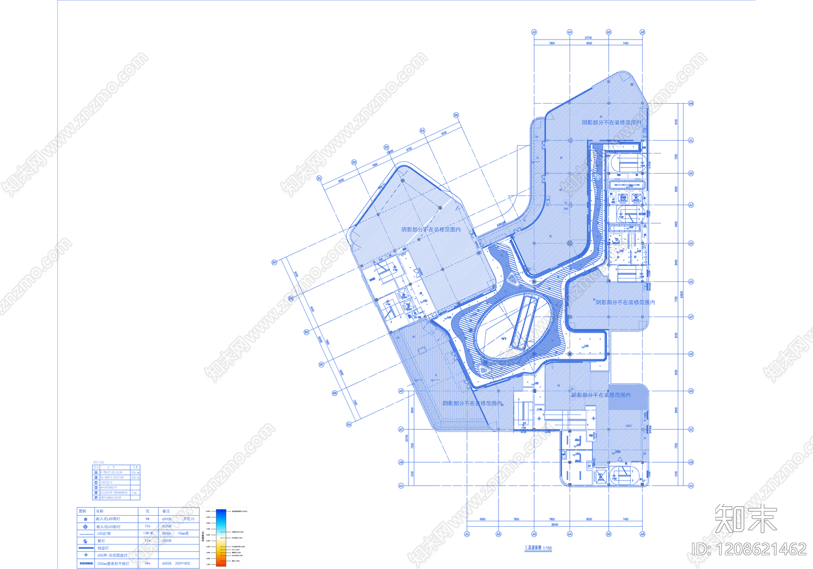 现代整体办公空间cad施工图下载【ID:1208621462】