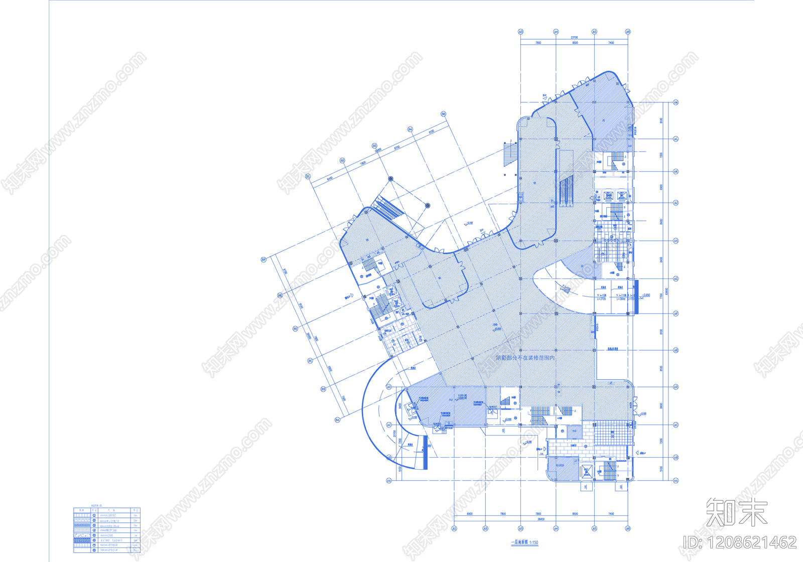 现代整体办公空间cad施工图下载【ID:1208621462】
