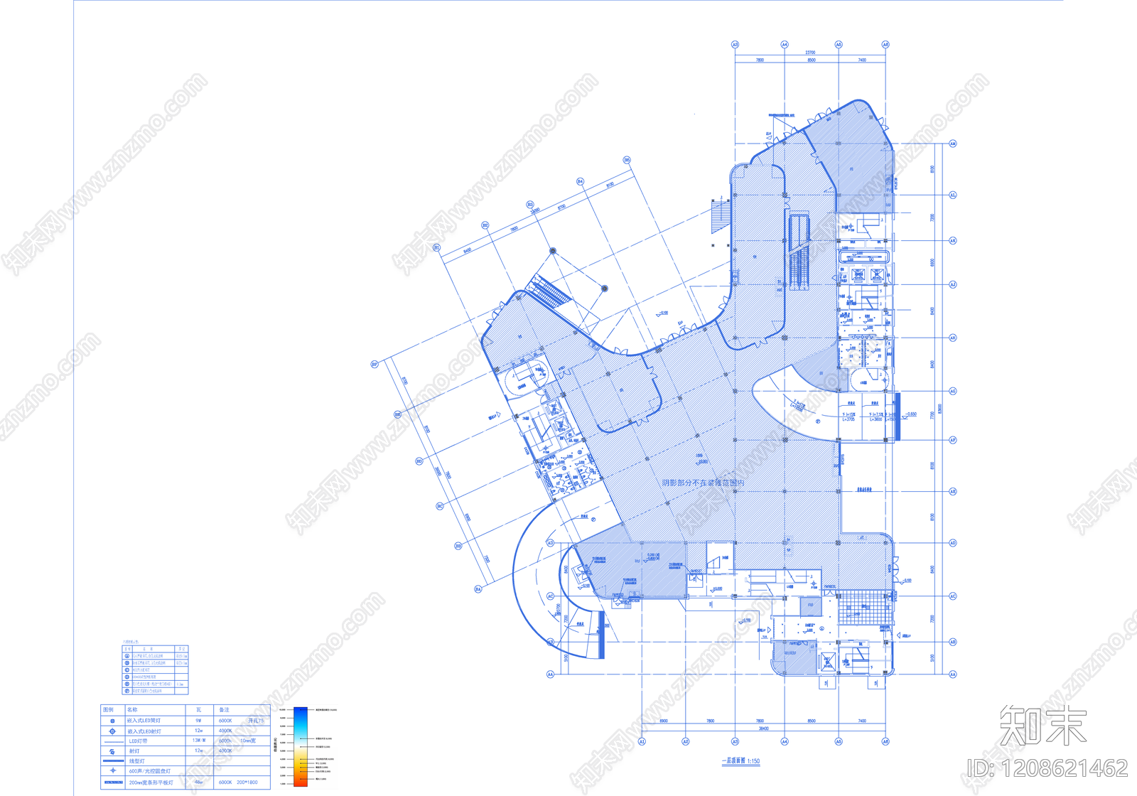 现代整体办公空间cad施工图下载【ID:1208621462】