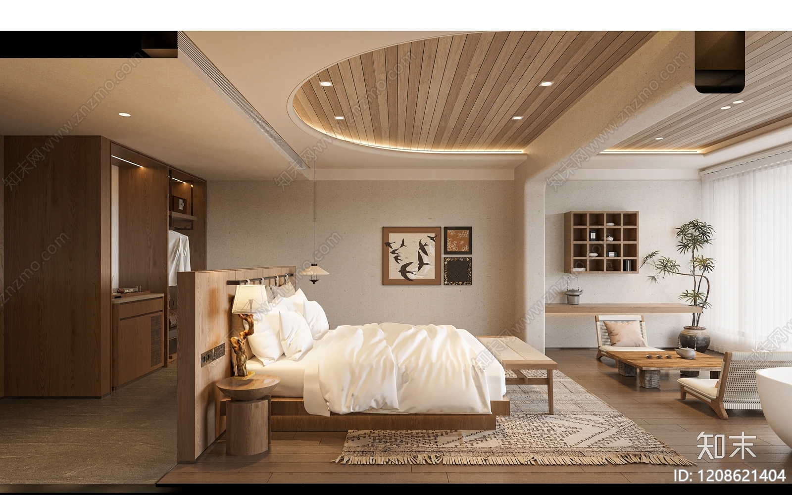 日式侘寂风民宿3D模型下载【ID:1208621404】