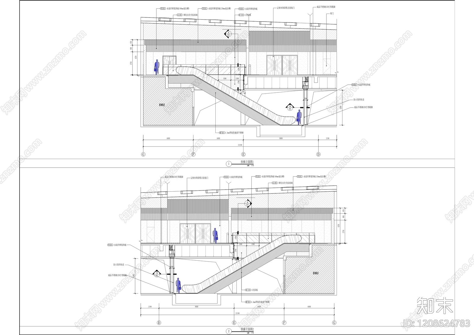 现代开放办公室cad施工图下载【ID:1208624783】