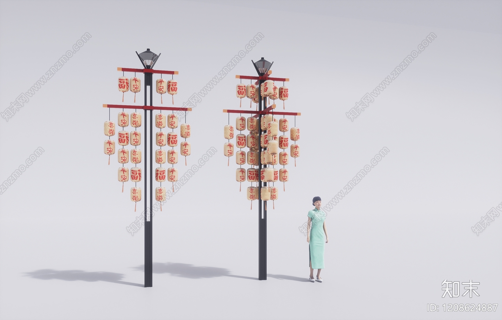 中式新中式路灯SU模型下载【ID:1208624887】