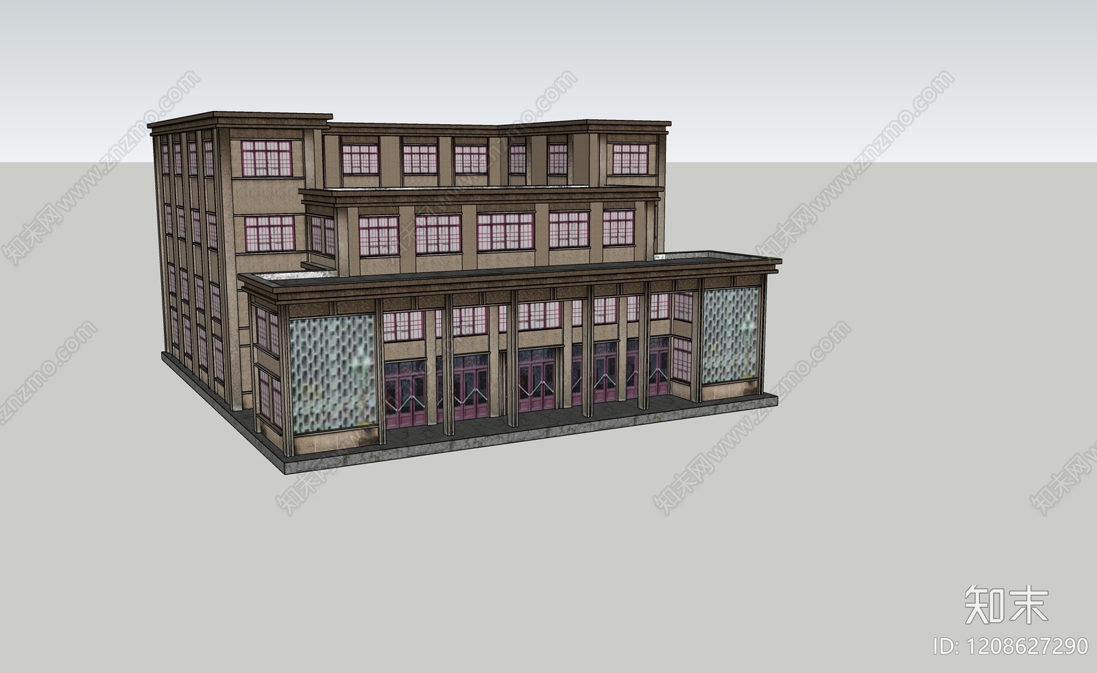 中式办公楼SU模型下载【ID:1208627290】