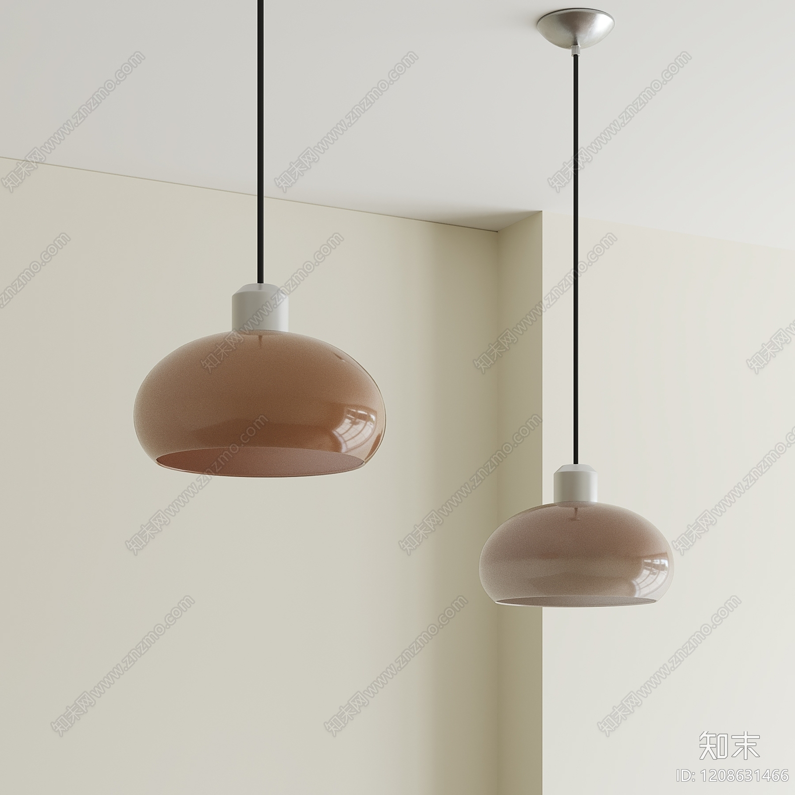 奶油风小吊灯3D模型下载【ID:1208631466】