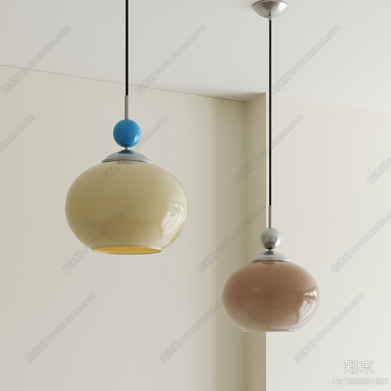 现代奶油吊灯SU模型下载【ID:1208631607】