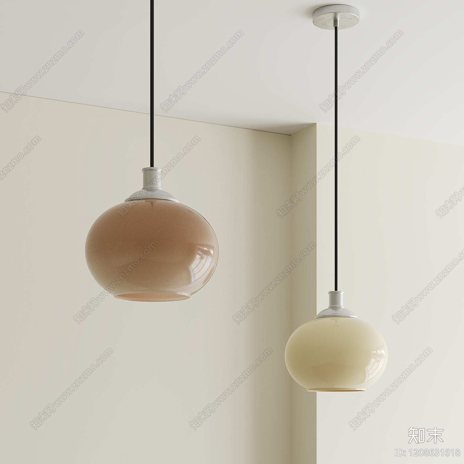 现代奶油吊灯SU模型下载【ID:1208631618】