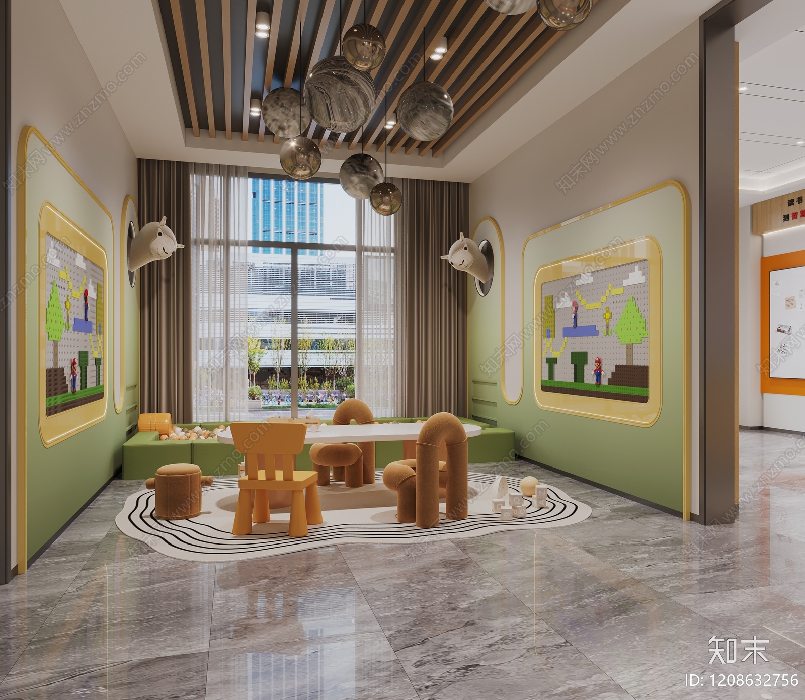 现代童趣风售楼处3D模型下载【ID:1208632756】