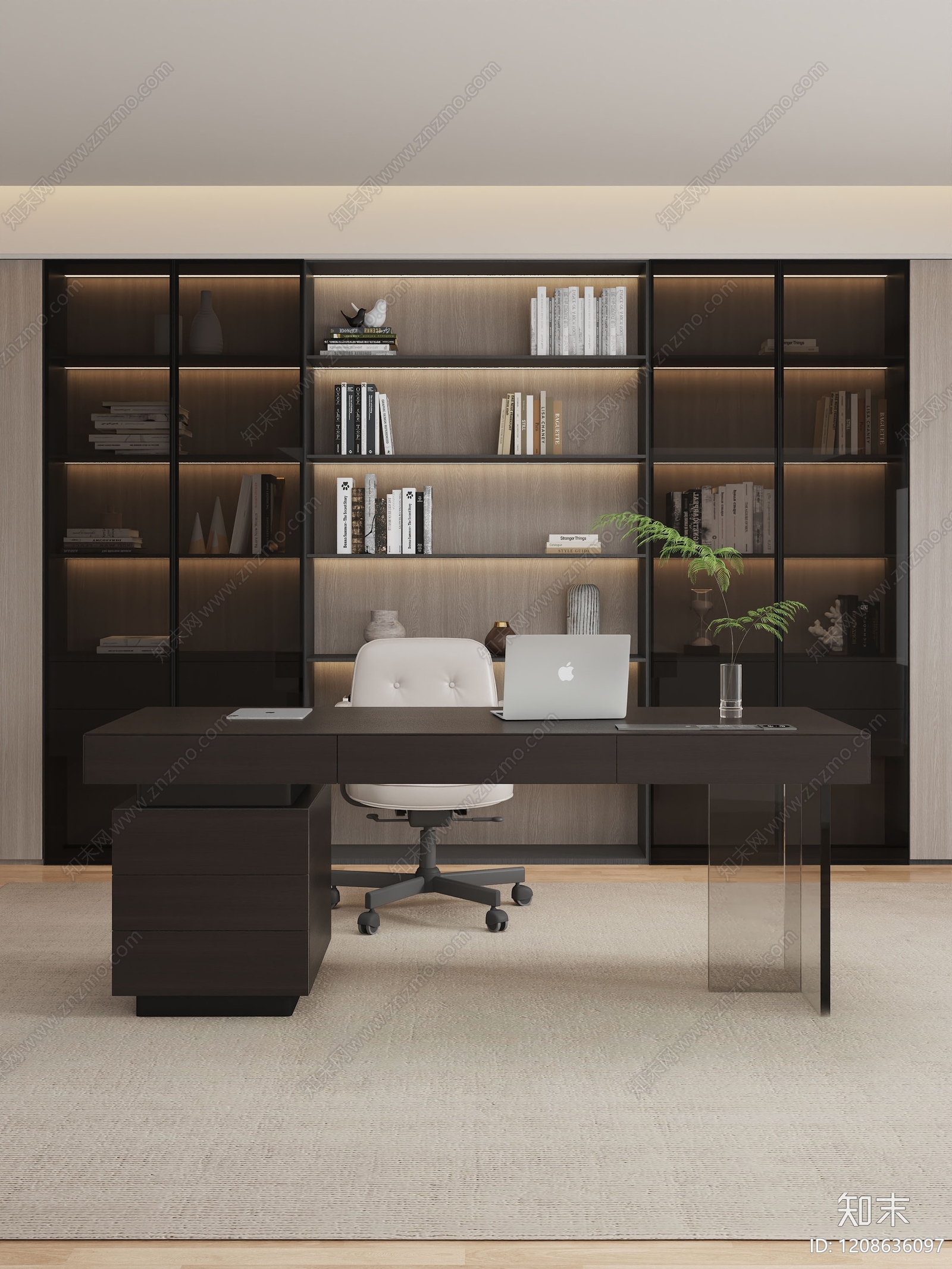 现代简约书房3D模型下载【ID:1208636097】
