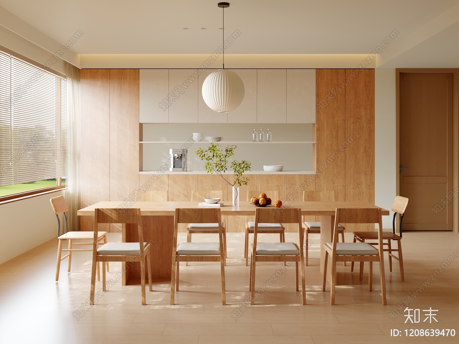 日式原木风家居餐厅3D模型下载【ID:1208639470】