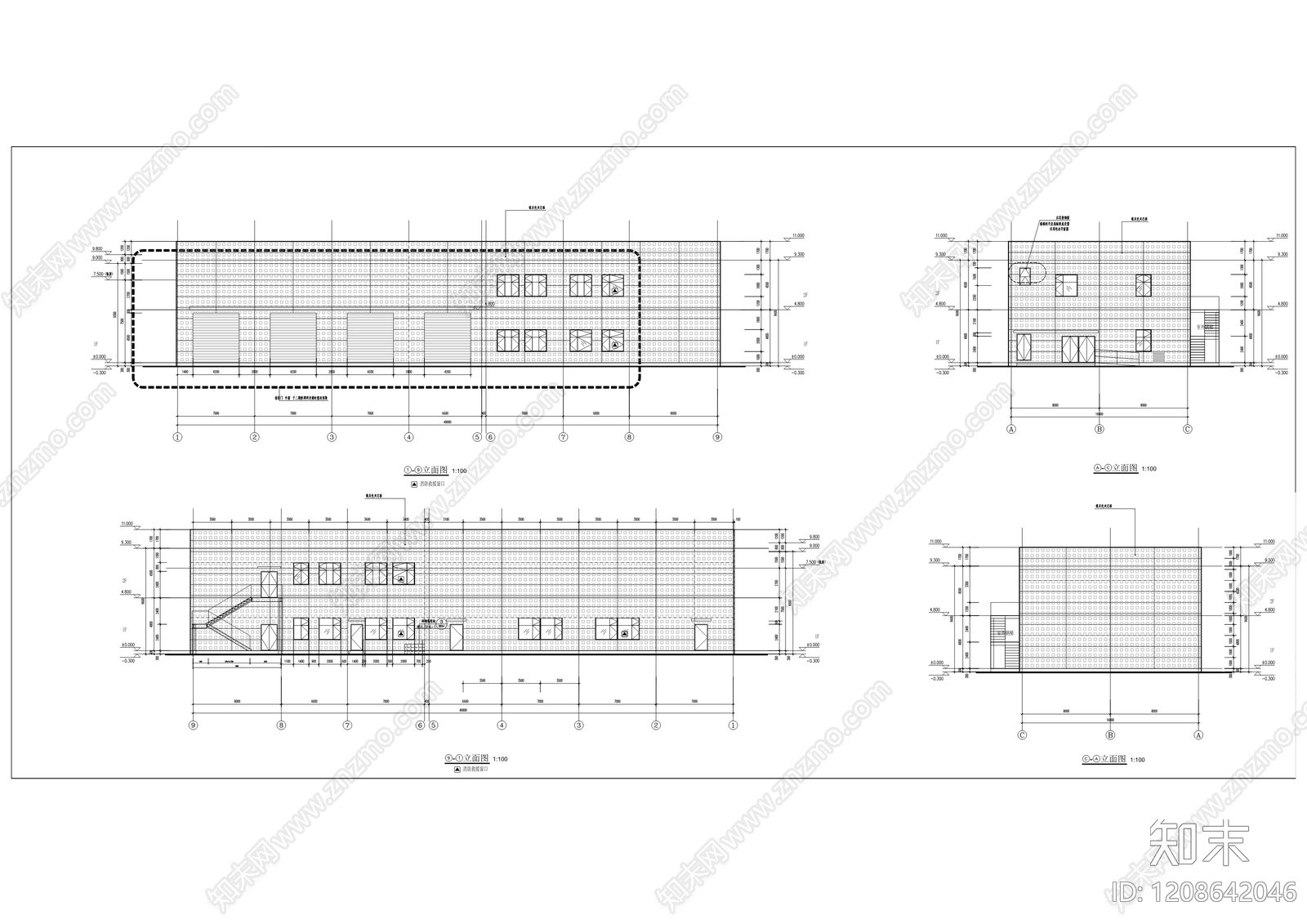 现代办公楼建筑cad施工图下载【ID:1208642046】