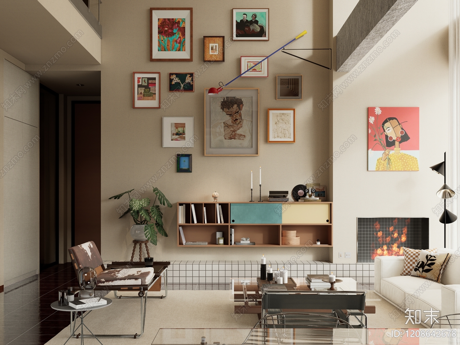 中古小户型客厅SU模型下载【ID:1208642678】