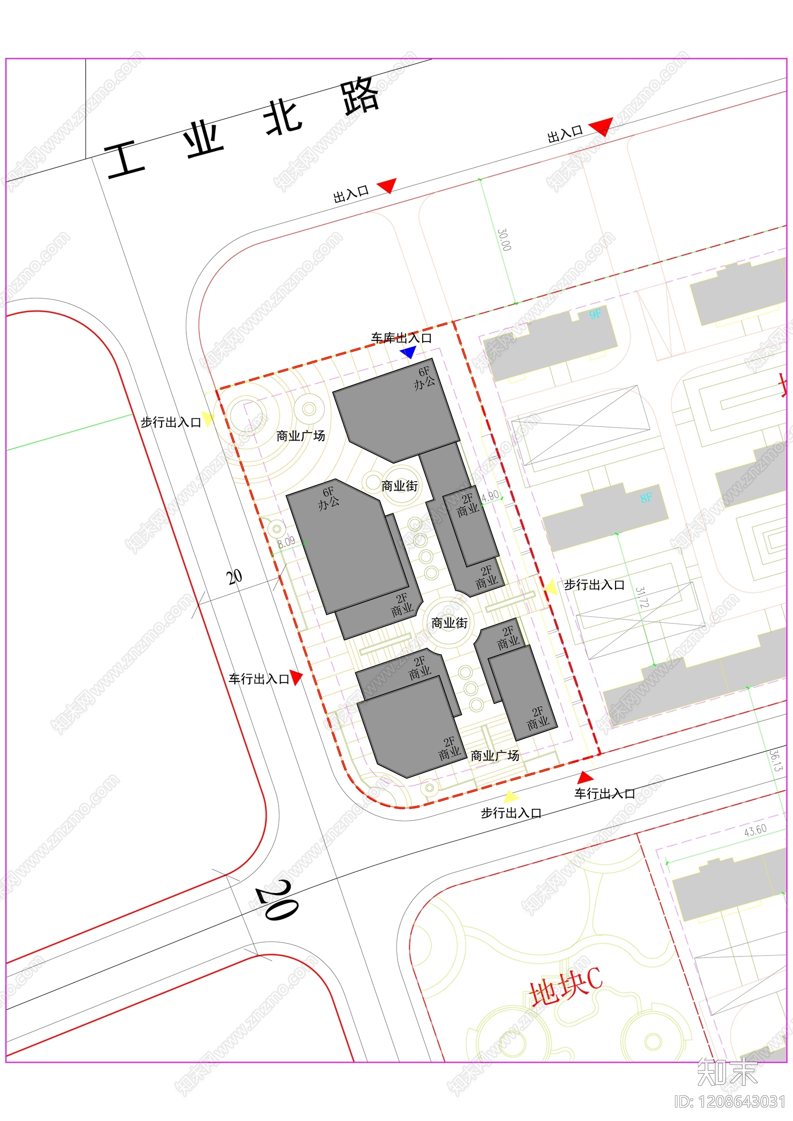 现代商业街cad施工图下载【ID:1208643031】