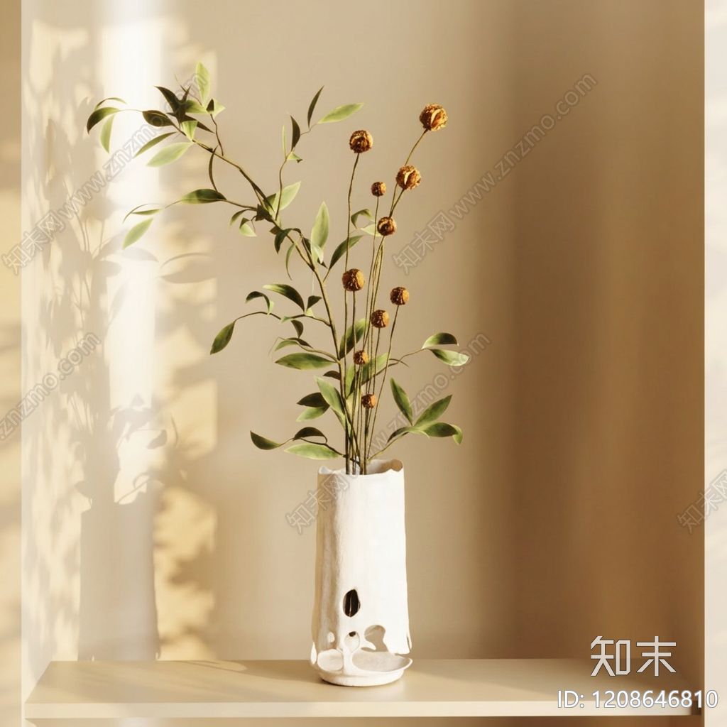 奶油风花瓶3D模型下载【ID:1208646810】