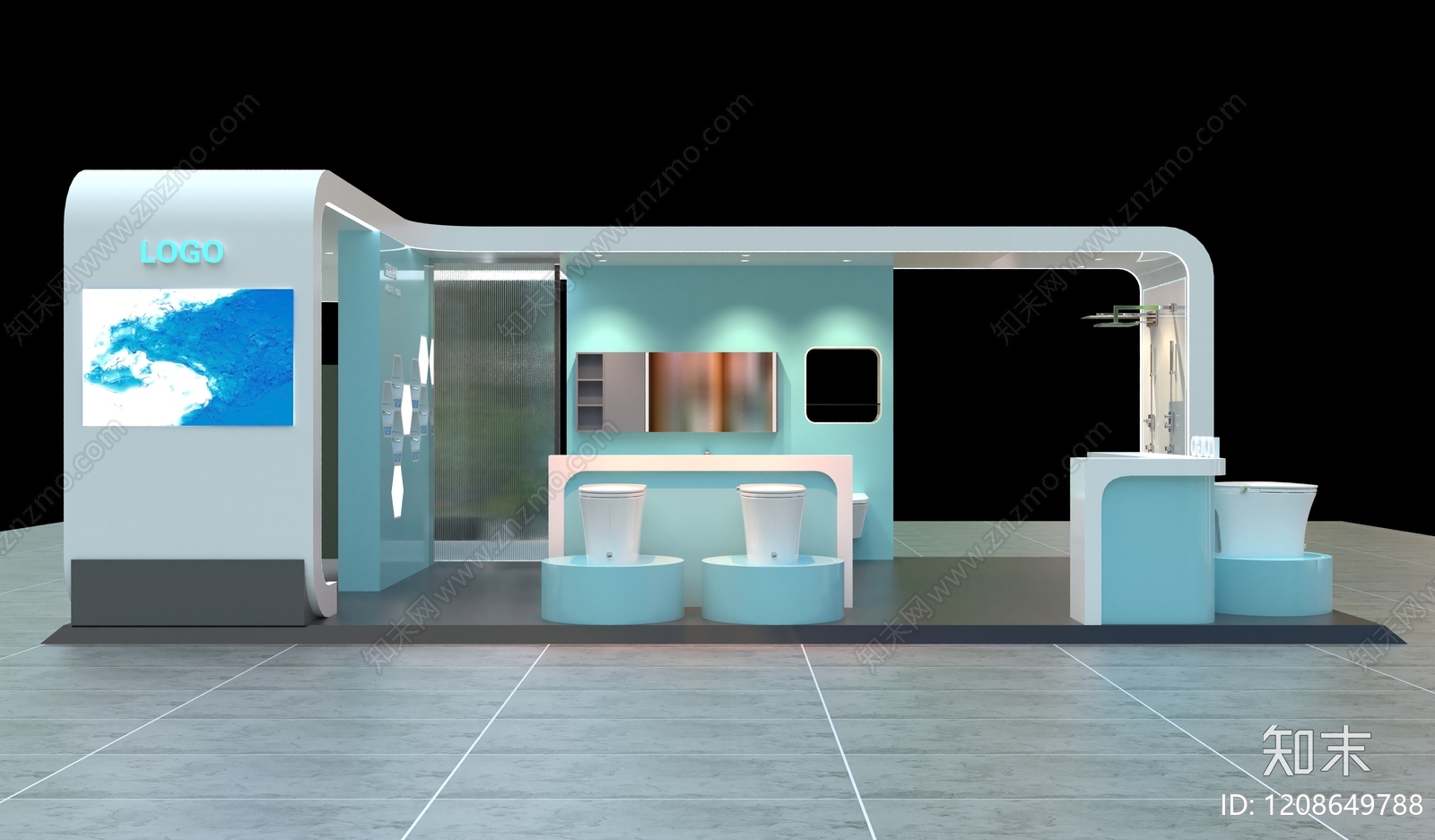 现代简约卫浴展厅3D模型下载【ID:1208649788】