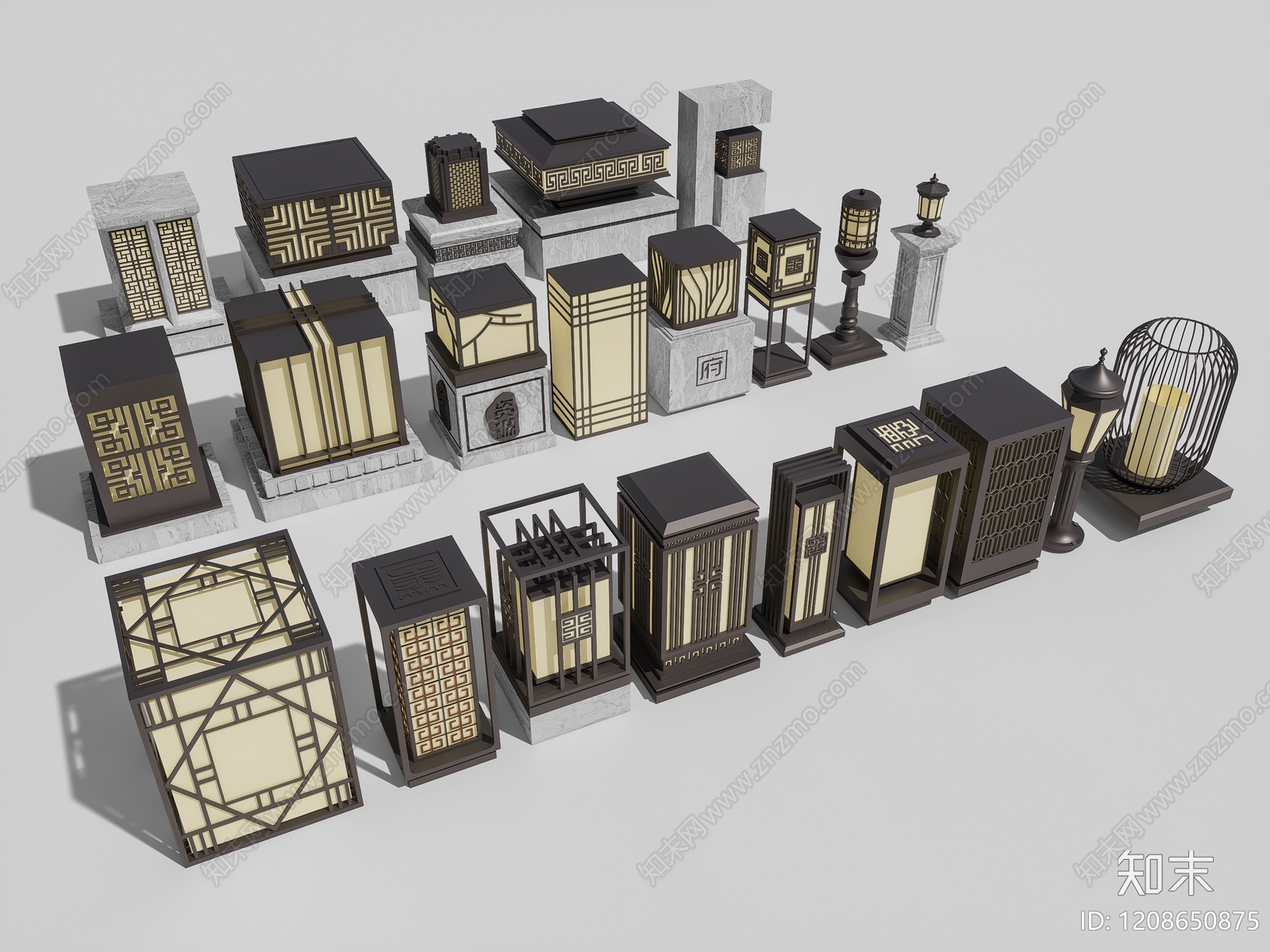 现代新中式景观灯SU模型下载【ID:1208650875】