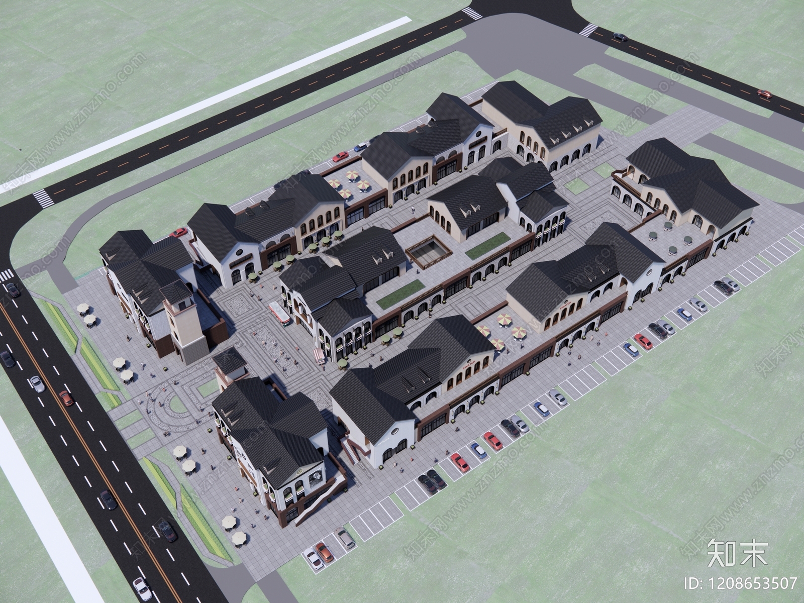 现代欧式商业街SU模型下载【ID:1208653507】