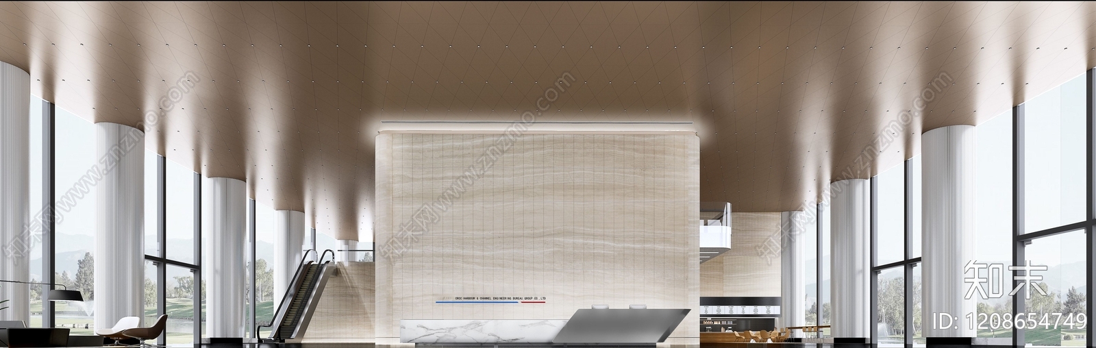 现代简约办公大堂SU模型下载【ID:1208654749】