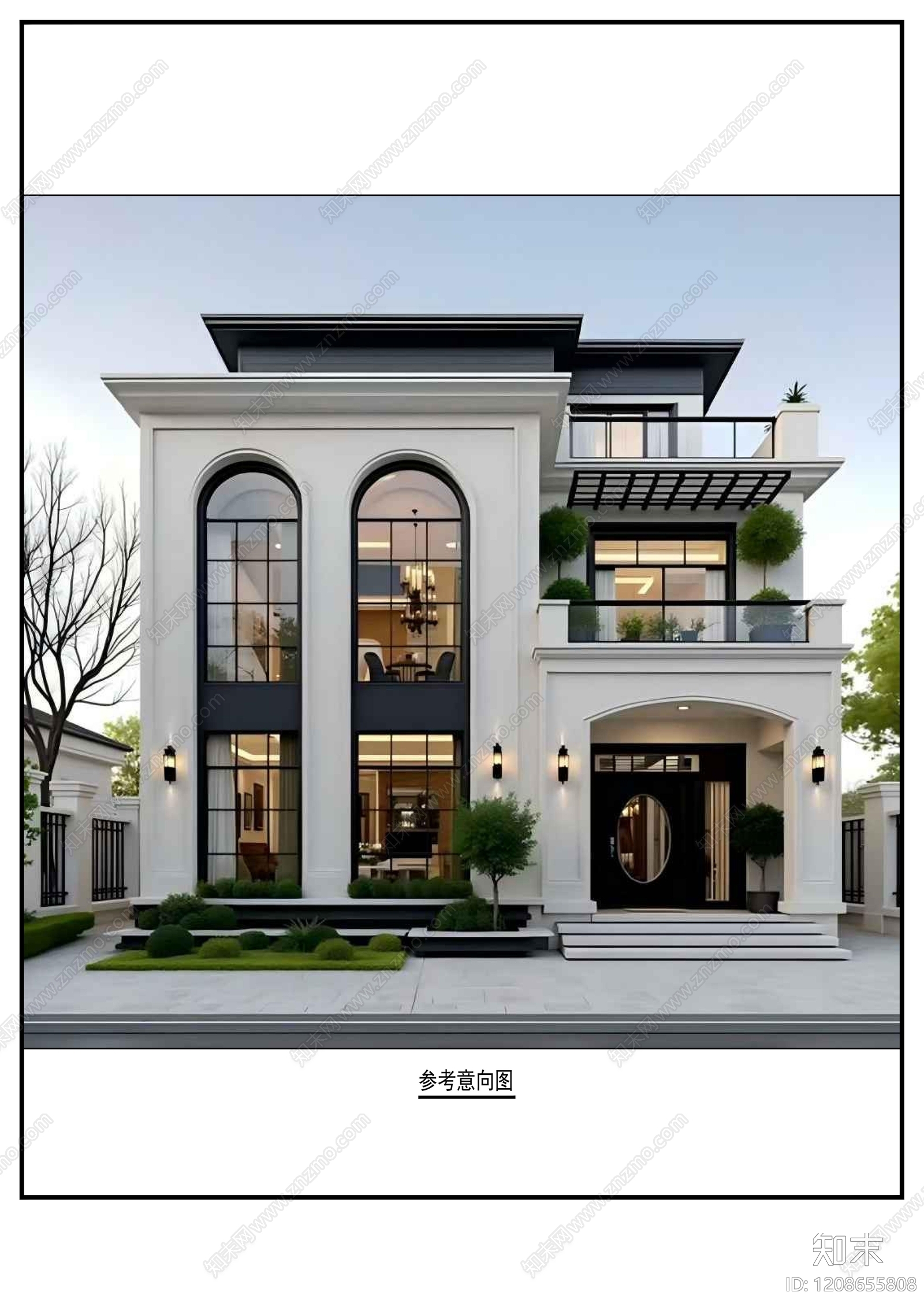 现代别墅建筑施工图下载【ID:1208655808】