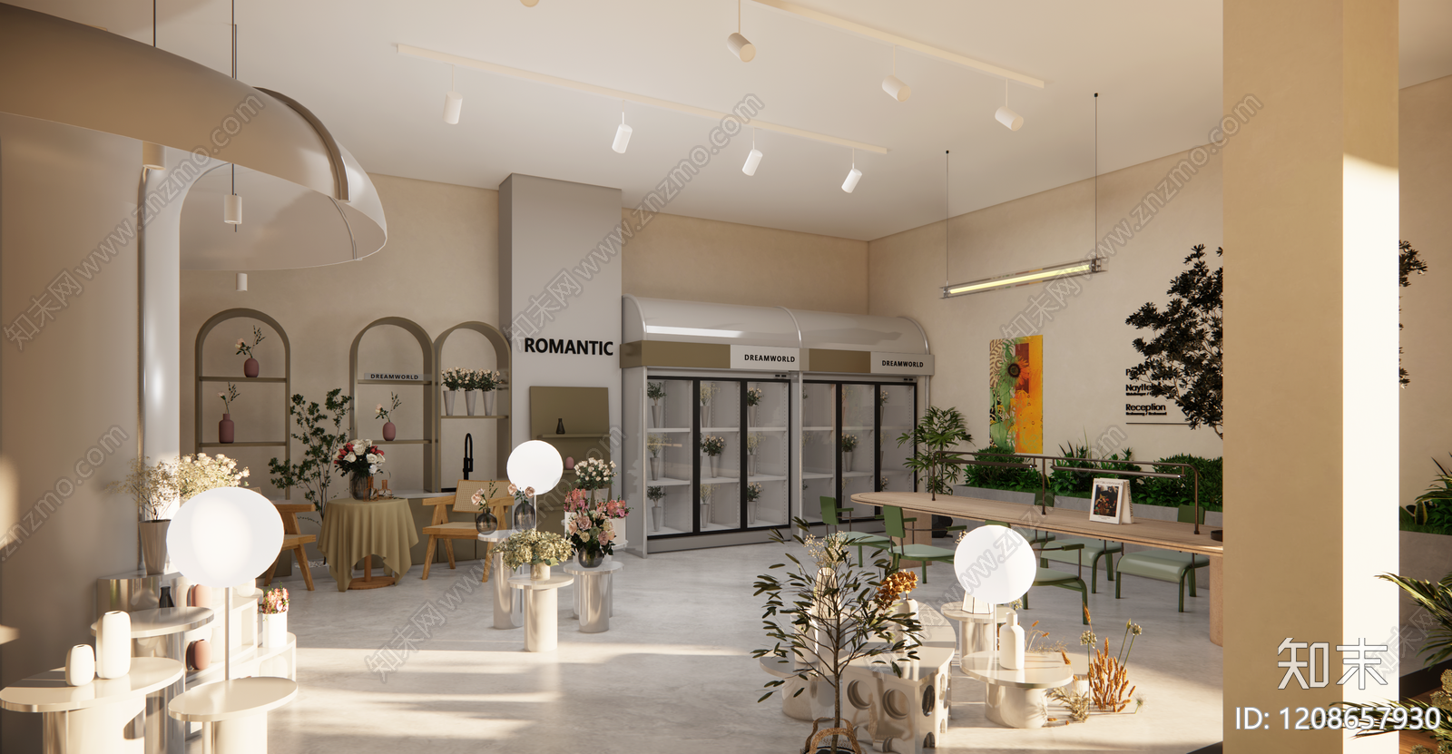 现代奶油花店SU模型下载【ID:1208657930】