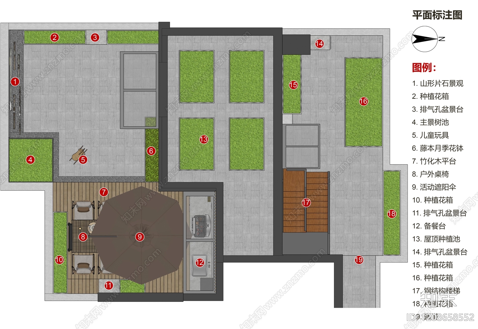 现代新中式屋顶花园下载【ID:1208658552】