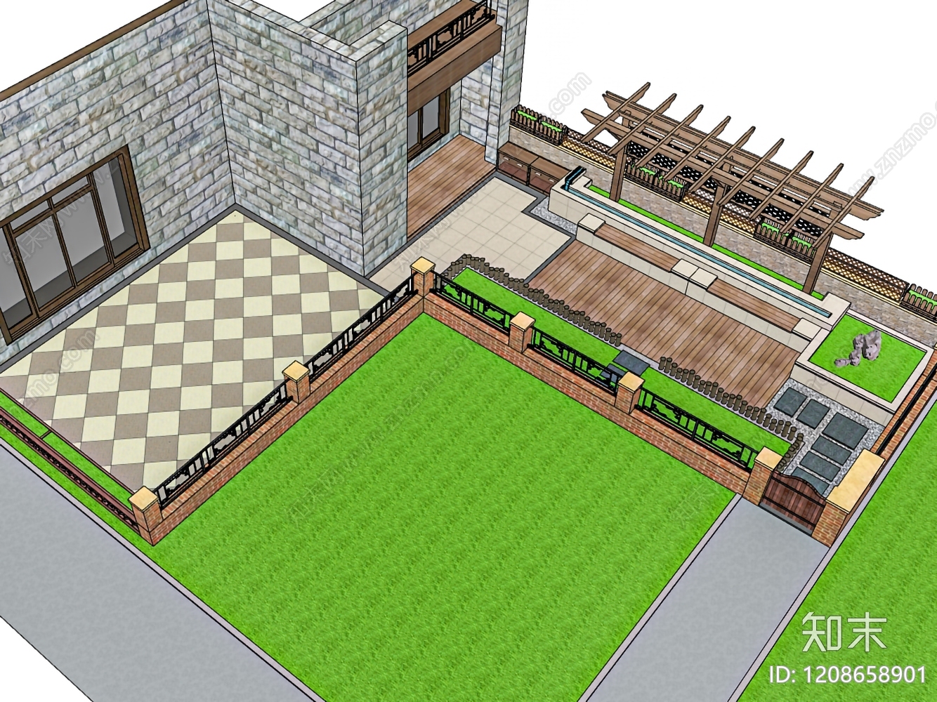 现代极简乡村庭院SU模型下载【ID:1208658901】