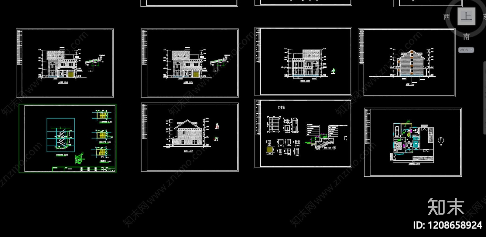 现代别墅建筑施工图下载【ID:1208658924】