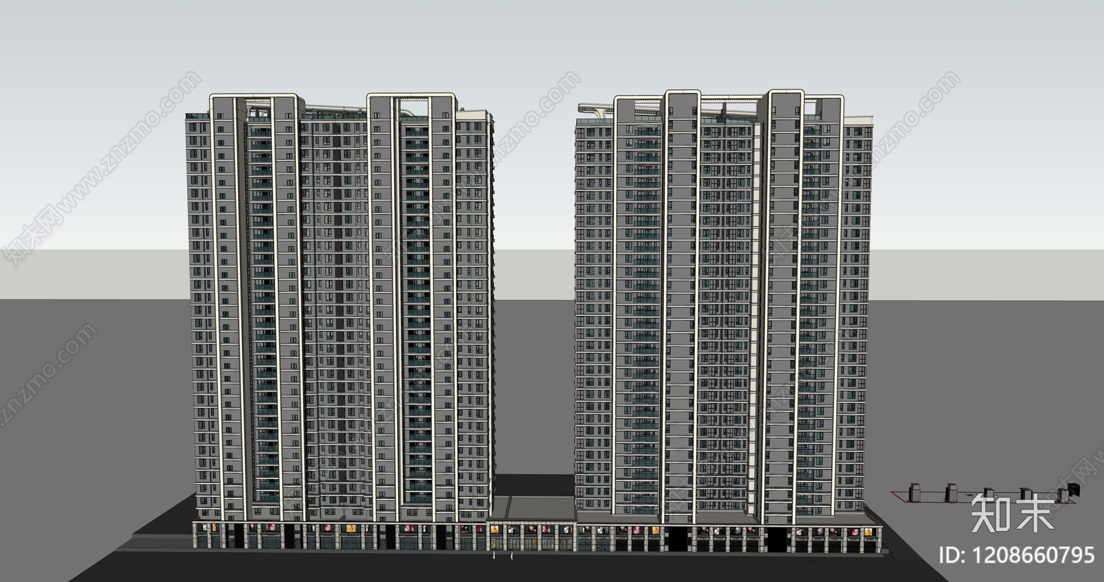 现代高层住宅SU模型下载【ID:1208660795】