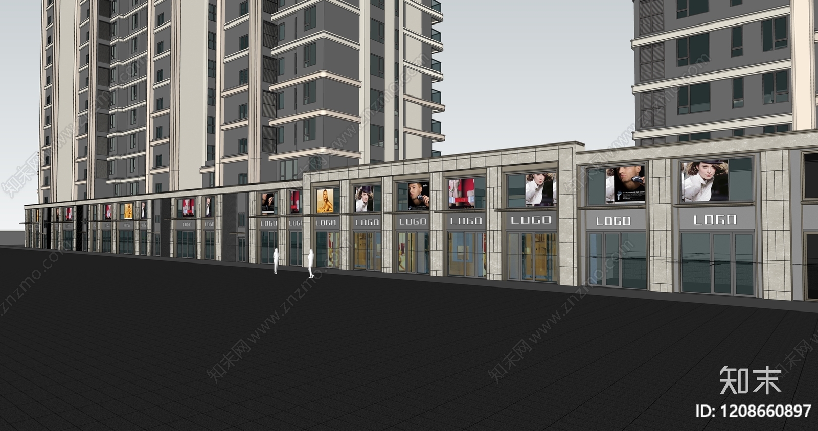 现代商业街SU模型下载【ID:1208660897】