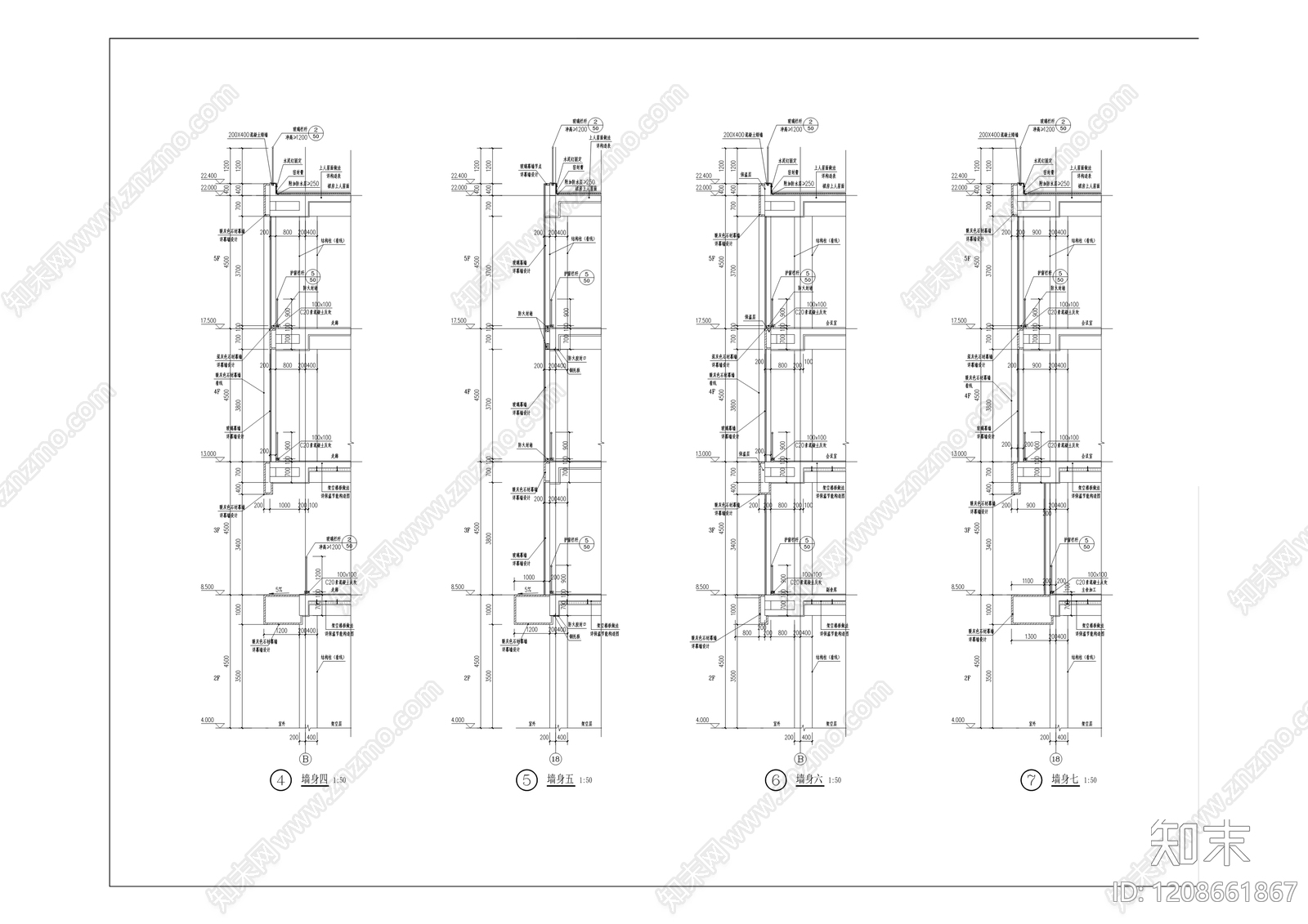 现代办公楼建筑cad施工图下载【ID:1208661867】