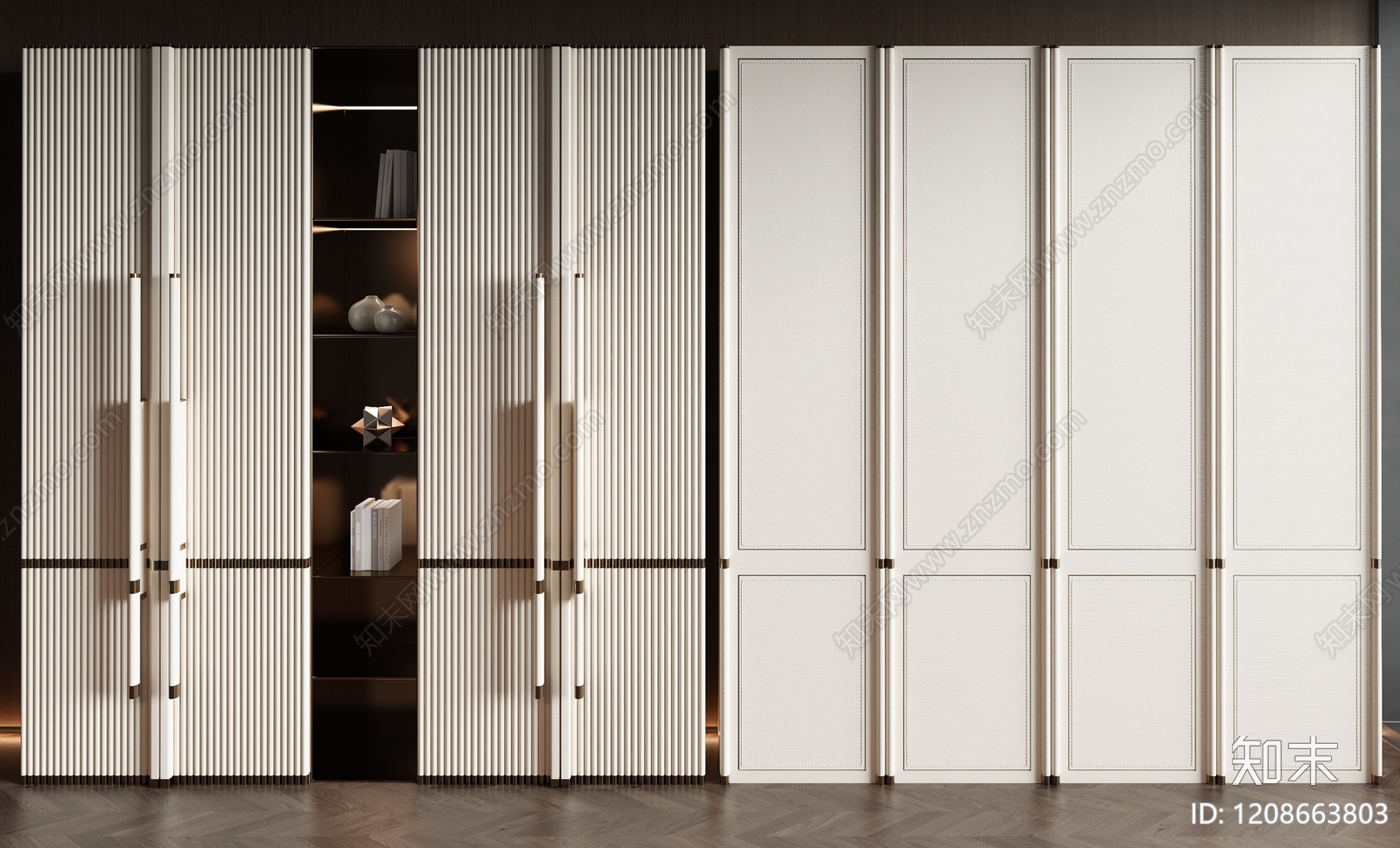 奶油风衣柜3D模型下载【ID:1208663803】