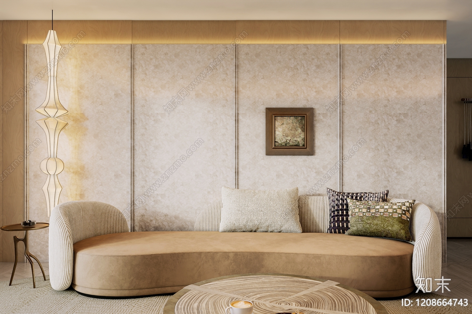 奶油风沙发组合3D模型下载【ID:1208664743】