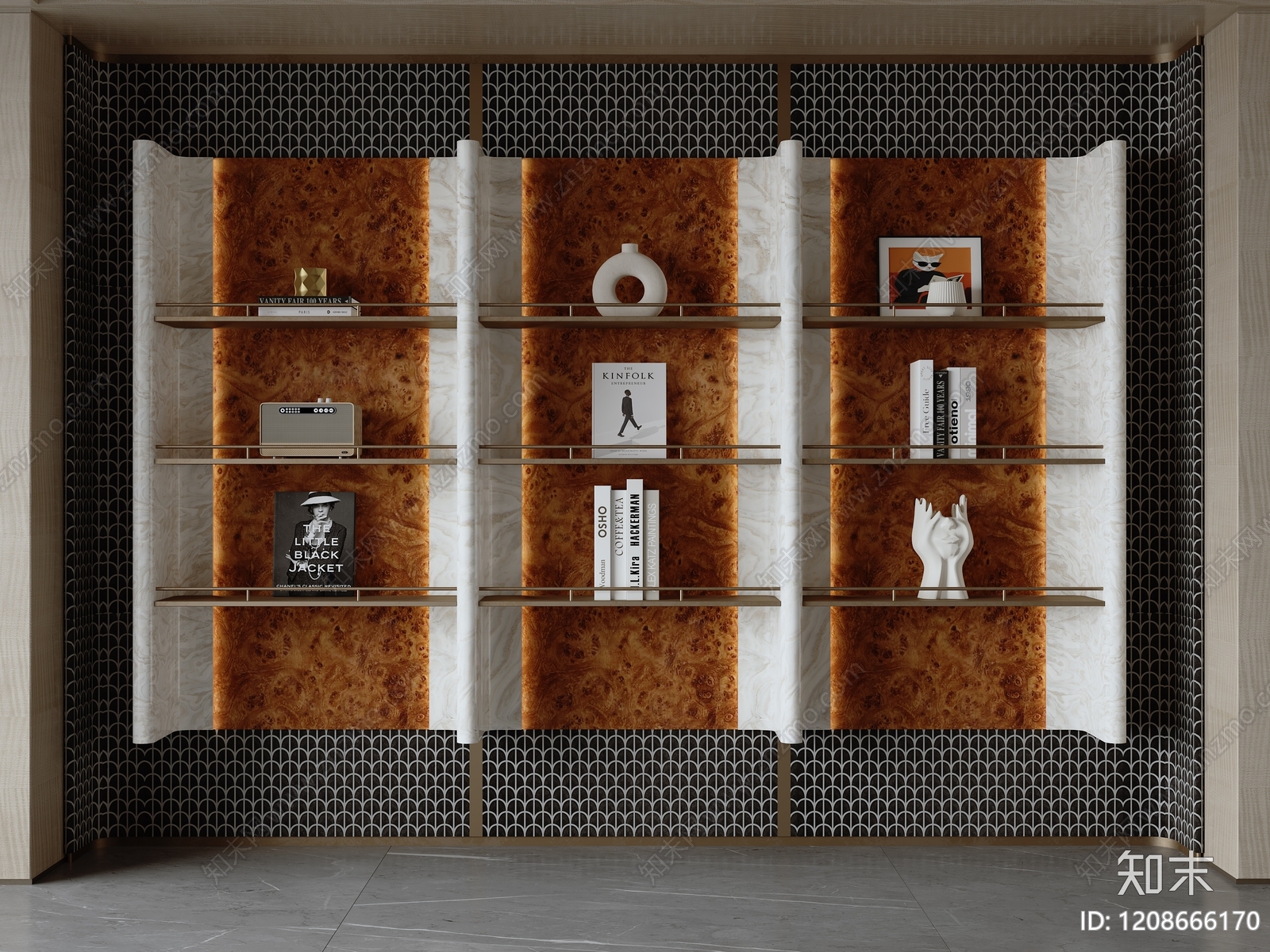 轻奢书柜3D模型下载【ID:1208666170】
