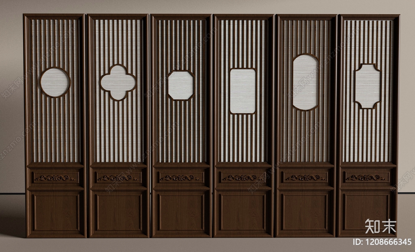 新中式屏风隔断3D模型下载【ID:1208666345】