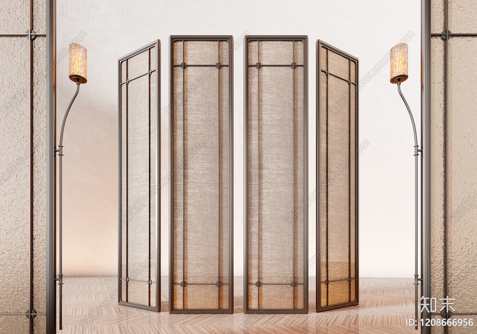 新中式屏风3D模型下载【ID:1208666956】