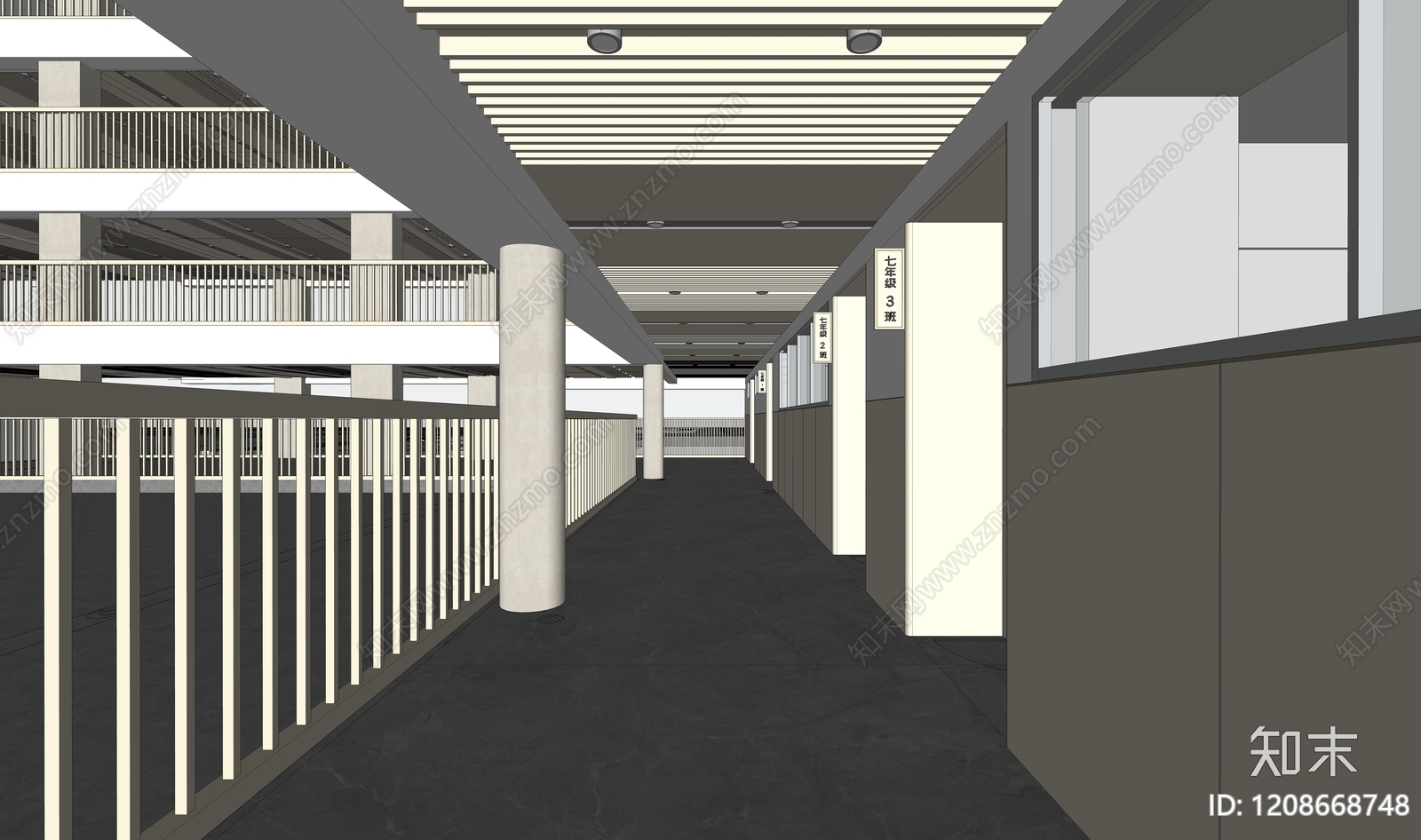 现代简约其他学校空间SU模型下载【ID:1208668748】