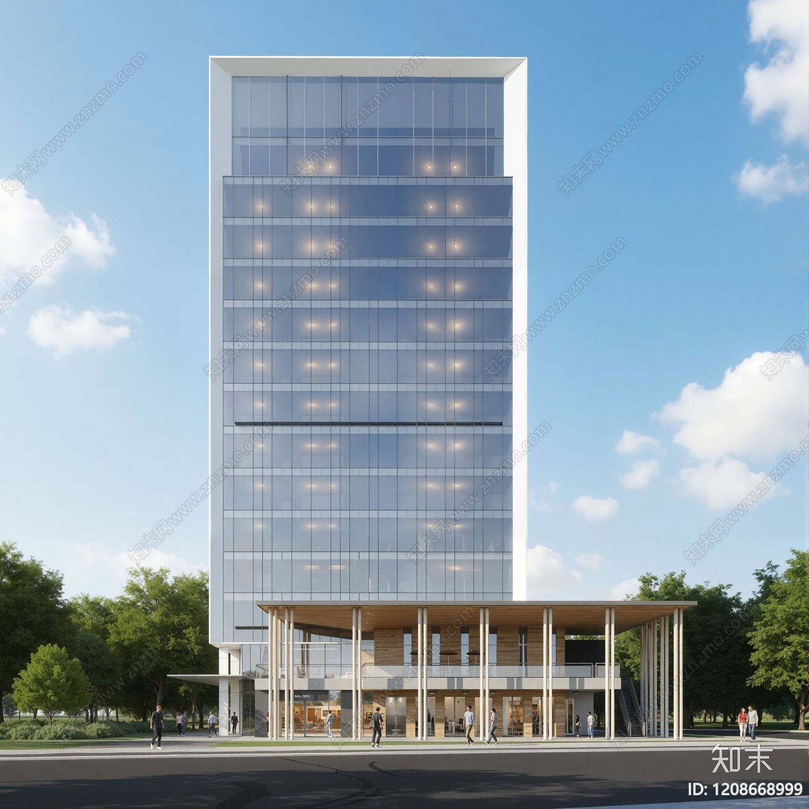 现代酒店建筑SU模型下载【ID:1208668999】