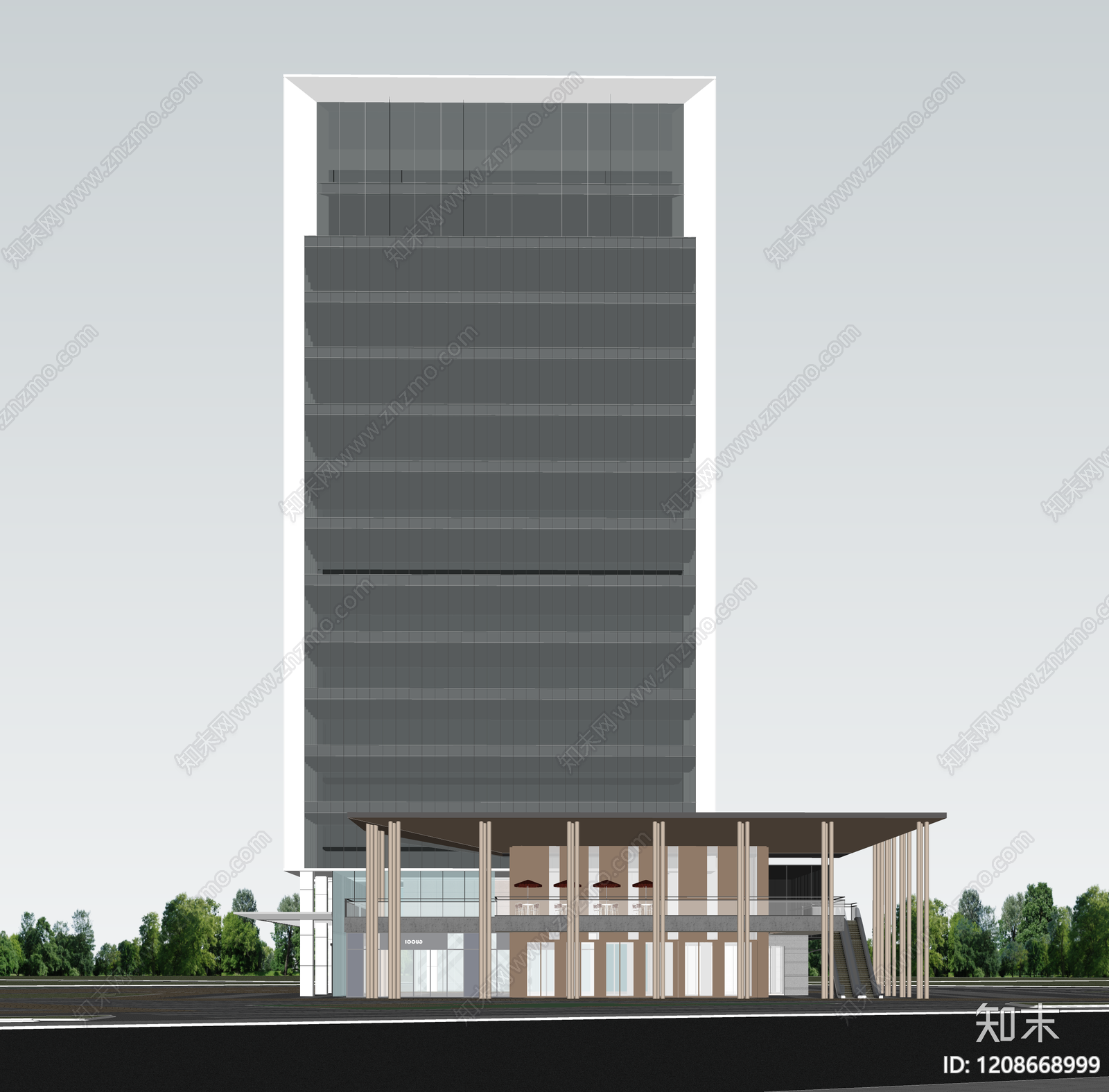现代酒店建筑SU模型下载【ID:1208668999】