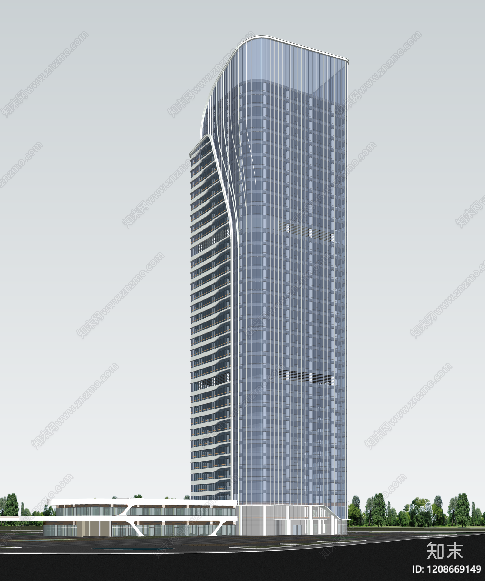 现代酒店建筑SU模型下载【ID:1208669149】