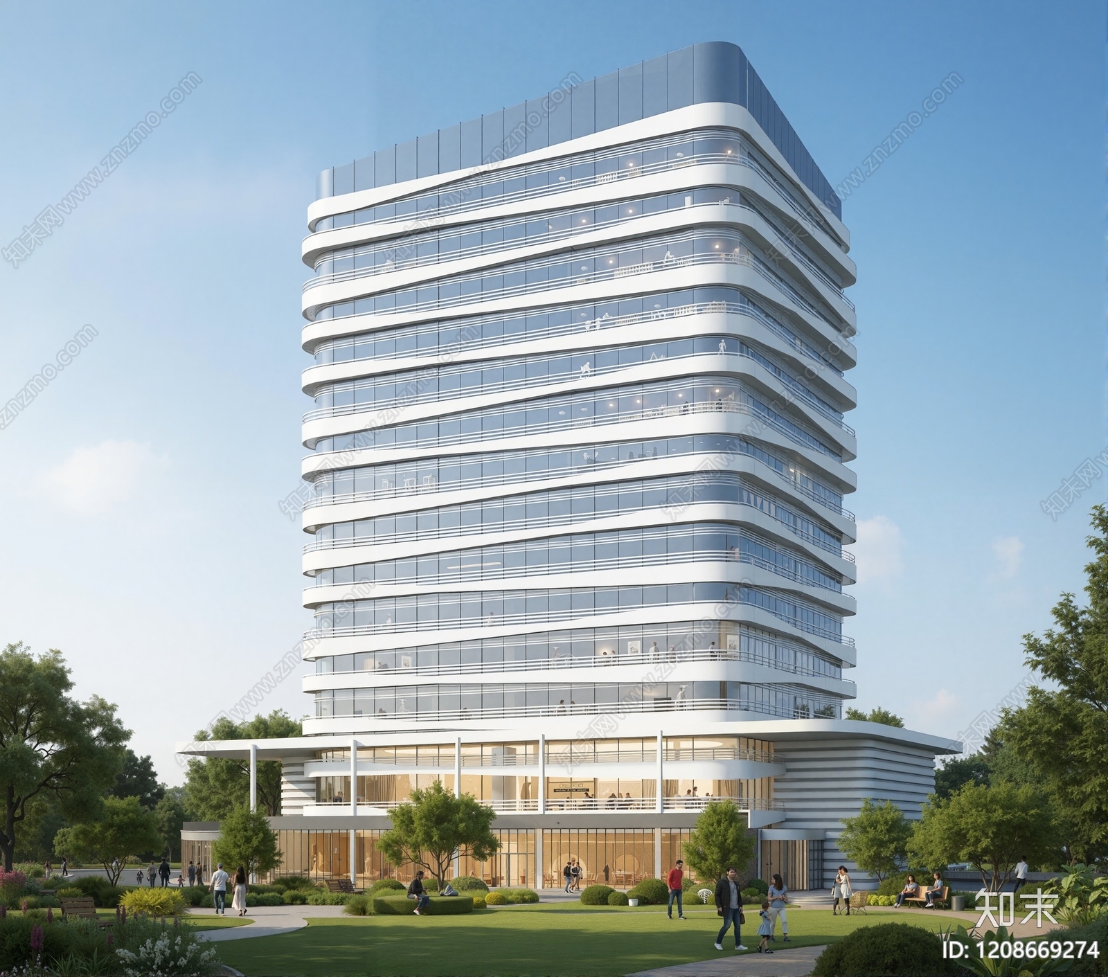 现代酒店建筑SU模型下载【ID:1208669274】