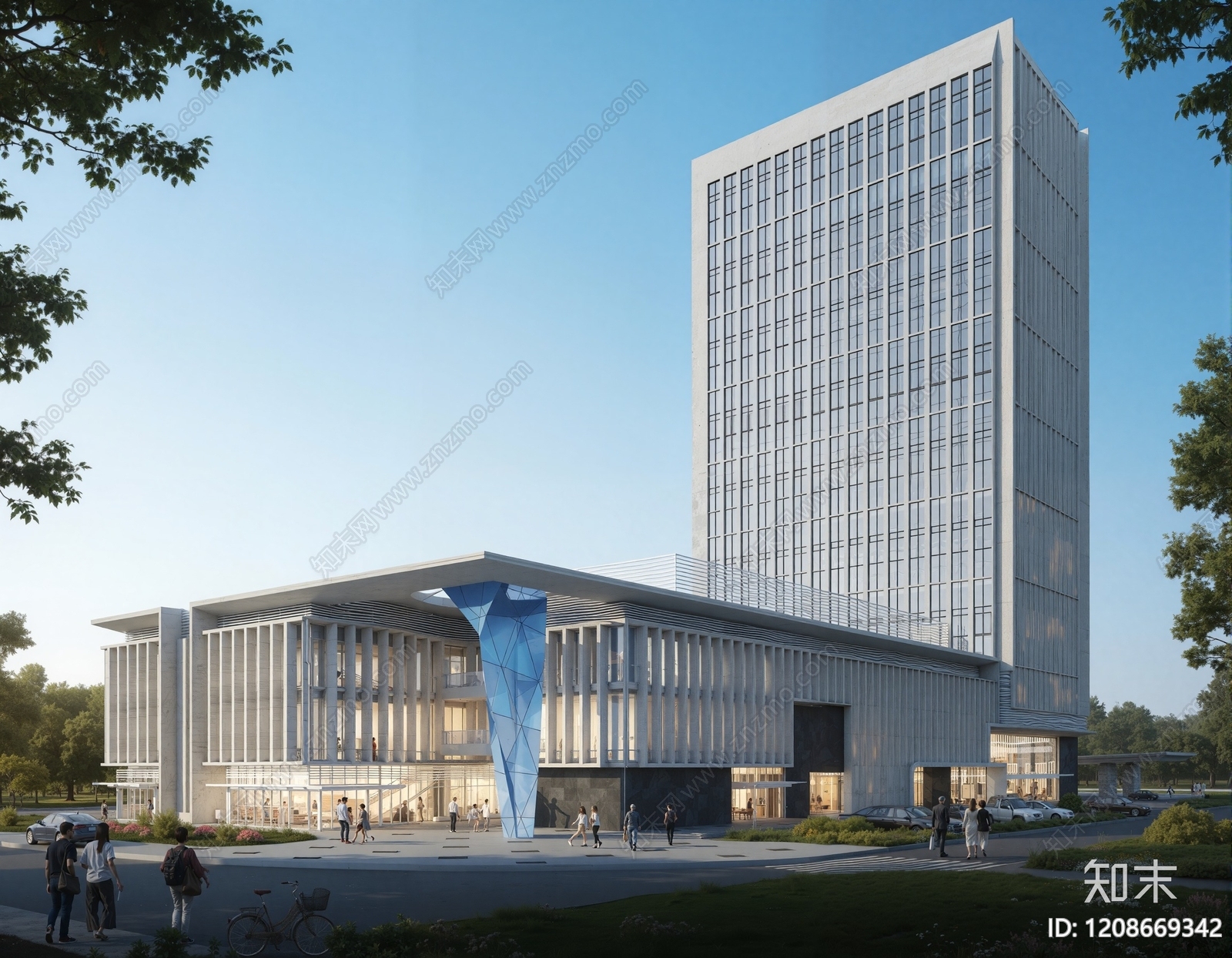 现代酒店建筑SU模型下载【ID:1208669342】