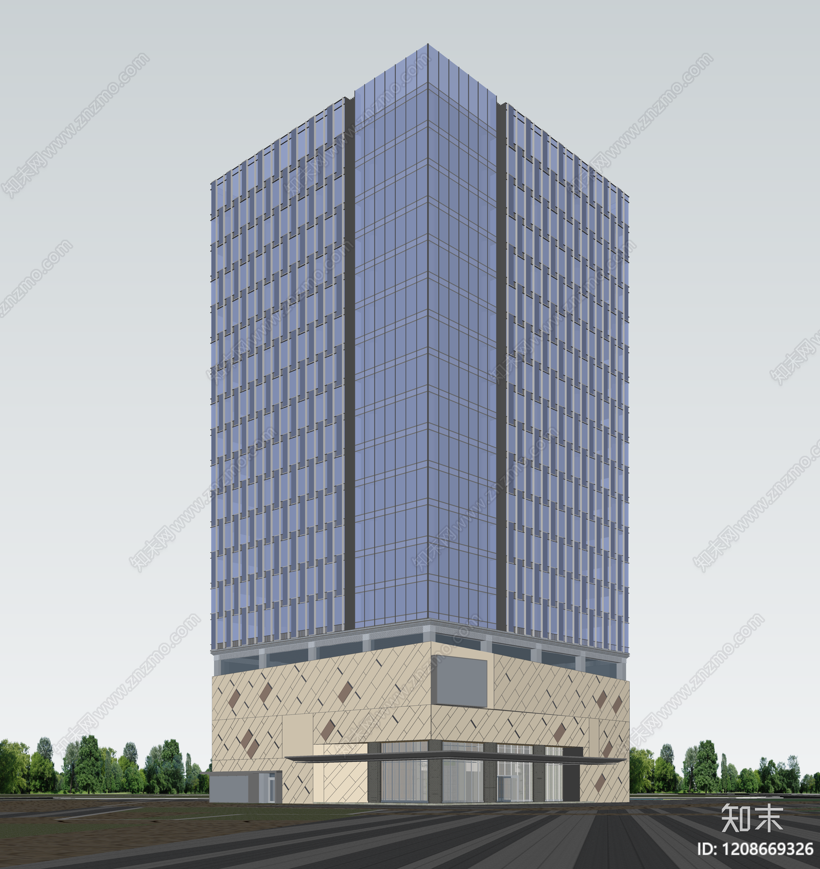 现代酒店建筑SU模型下载【ID:1208669326】