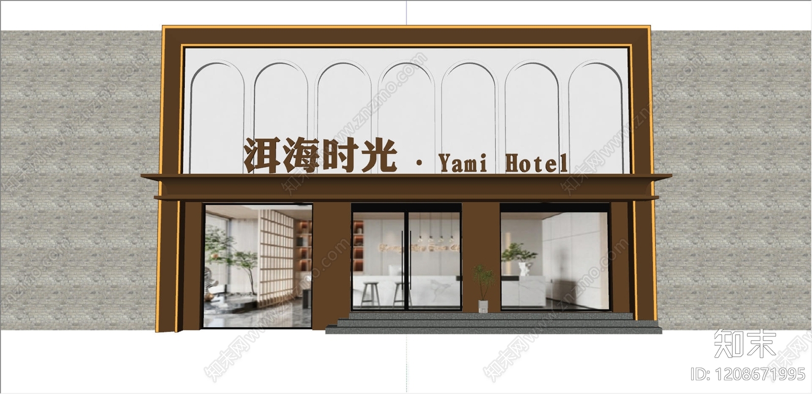 现代简约门头SU模型下载【ID:1208671995】