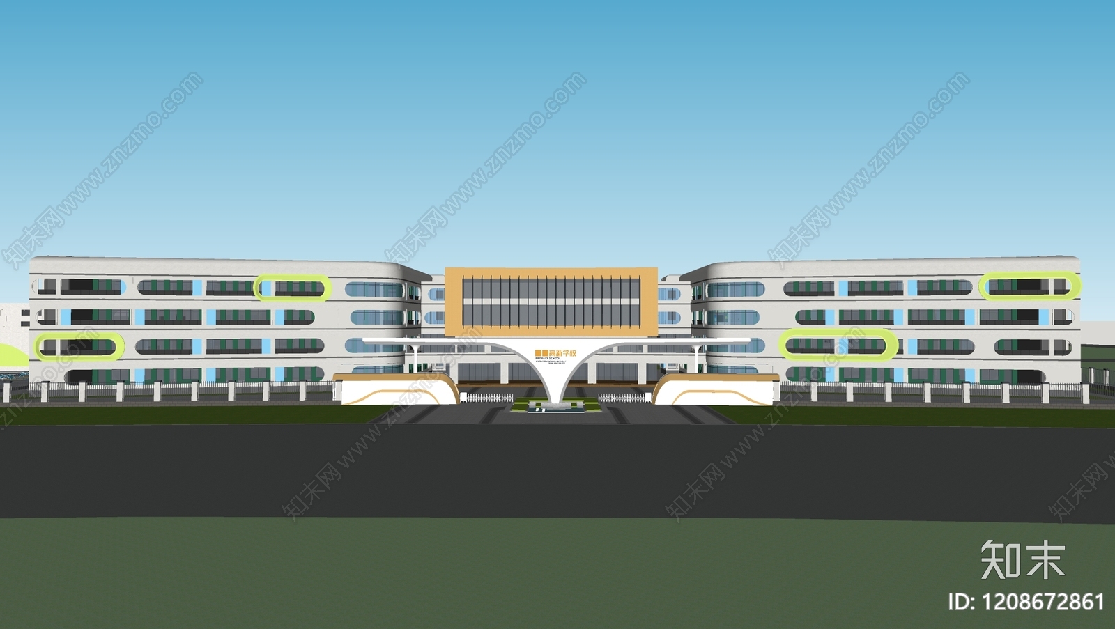 现代简约教育校园景观SU模型下载【ID:1208672861】